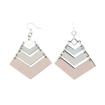 Wooden Pastel Chevron Earrings