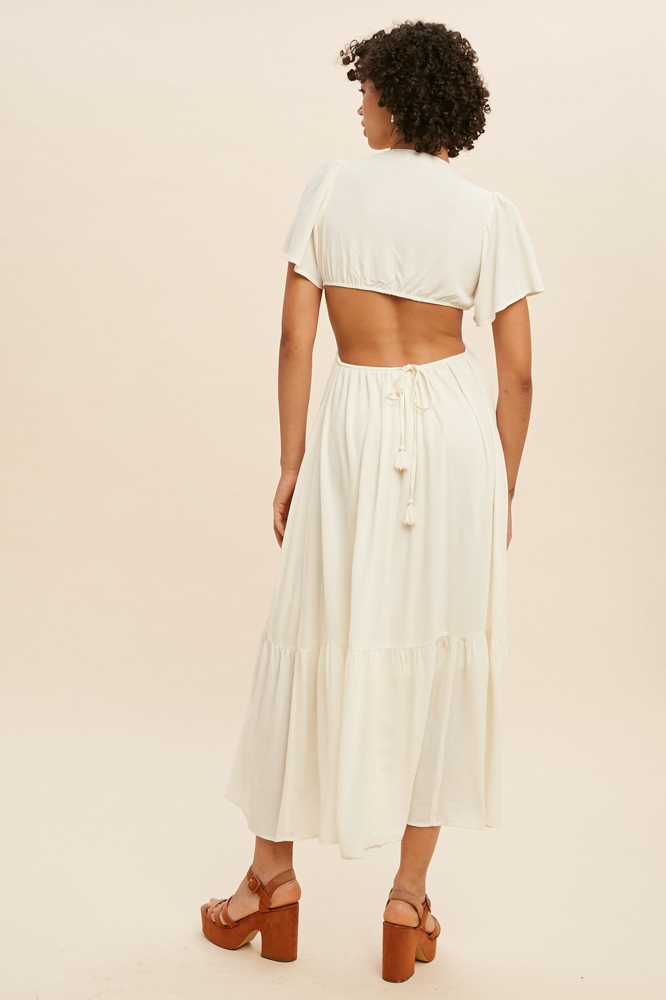 Embroidered Cut Out Midi Dress