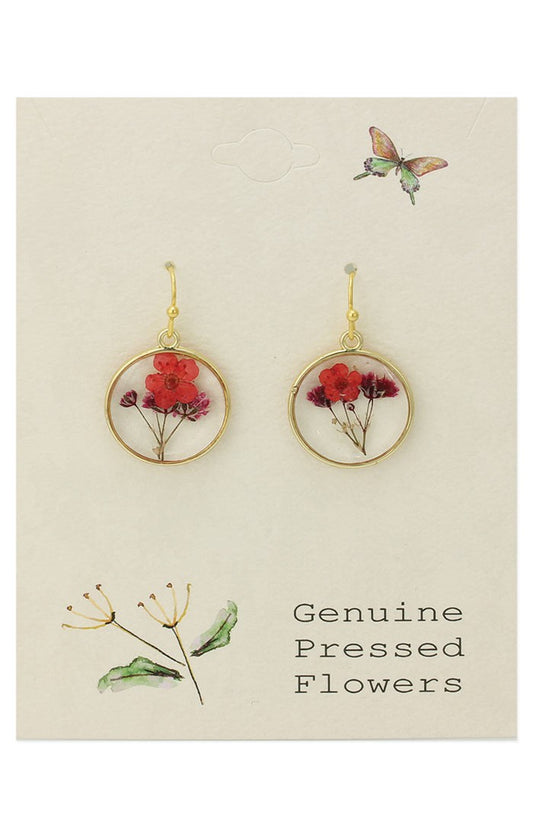 Cottage Floral Pink Dried Flower Earrings