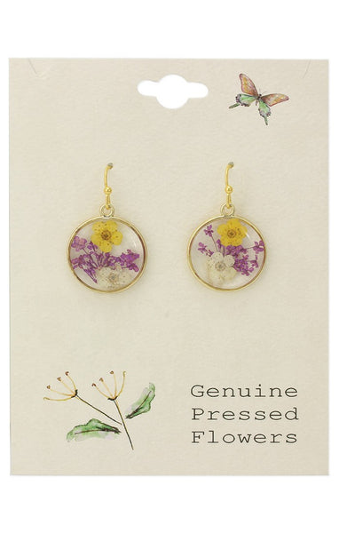 Cottage Purple & Yellow Dried Flower Earrings