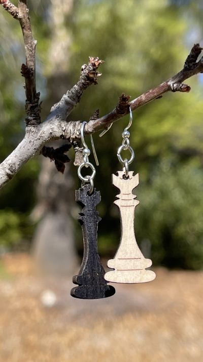 Wooden Chess Earrings