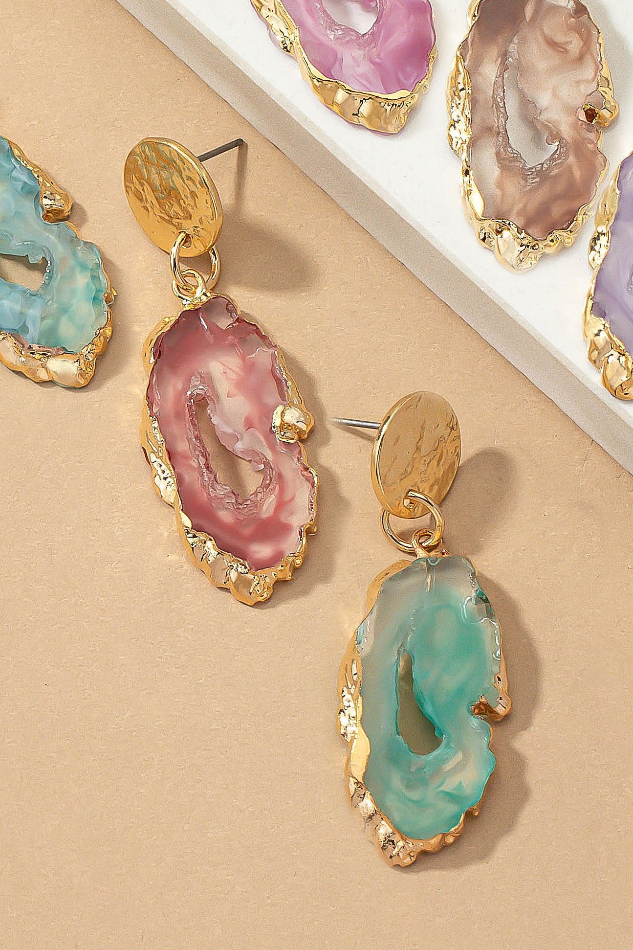 Resin Agate Drop Earrings