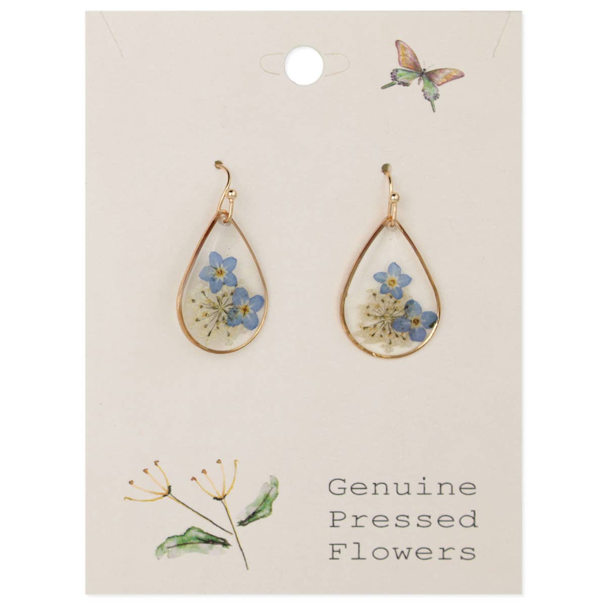 Cottage Blue Dried Flower Earrings