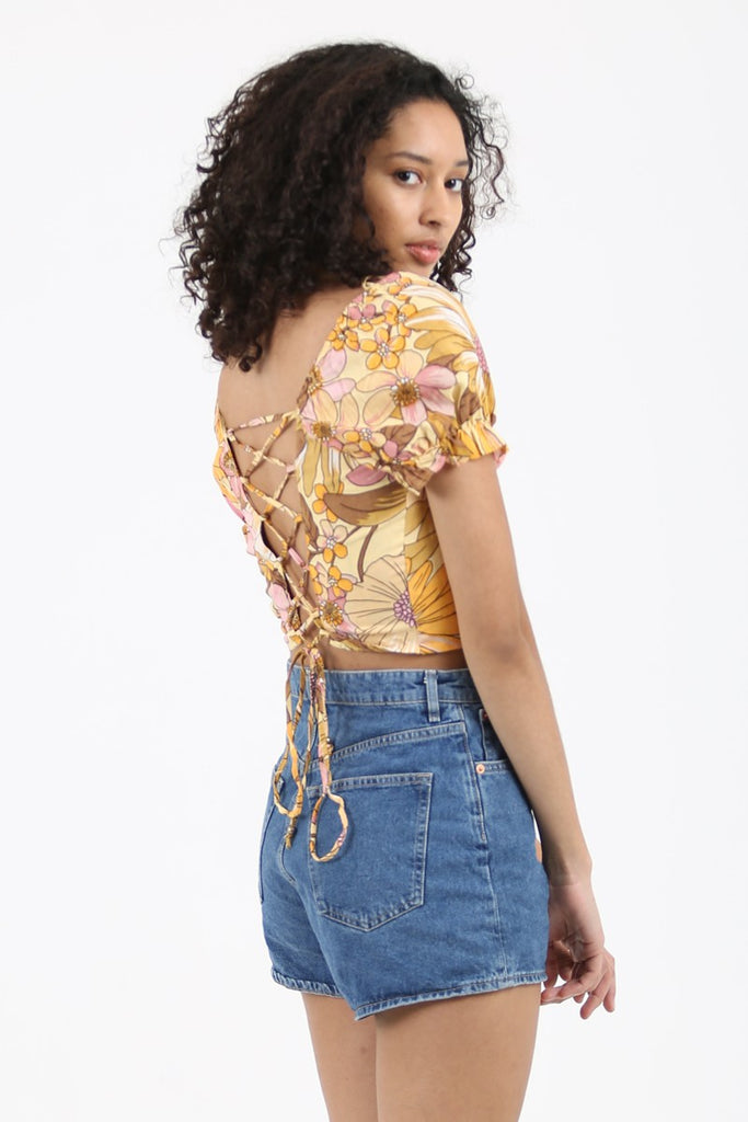 Lace up Back Crop Top