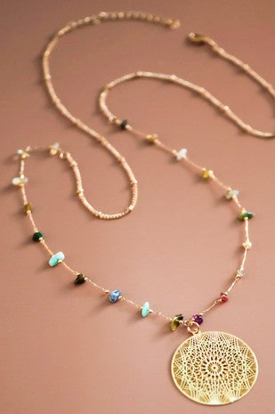 Multi Stone Chain Pendant Necklace