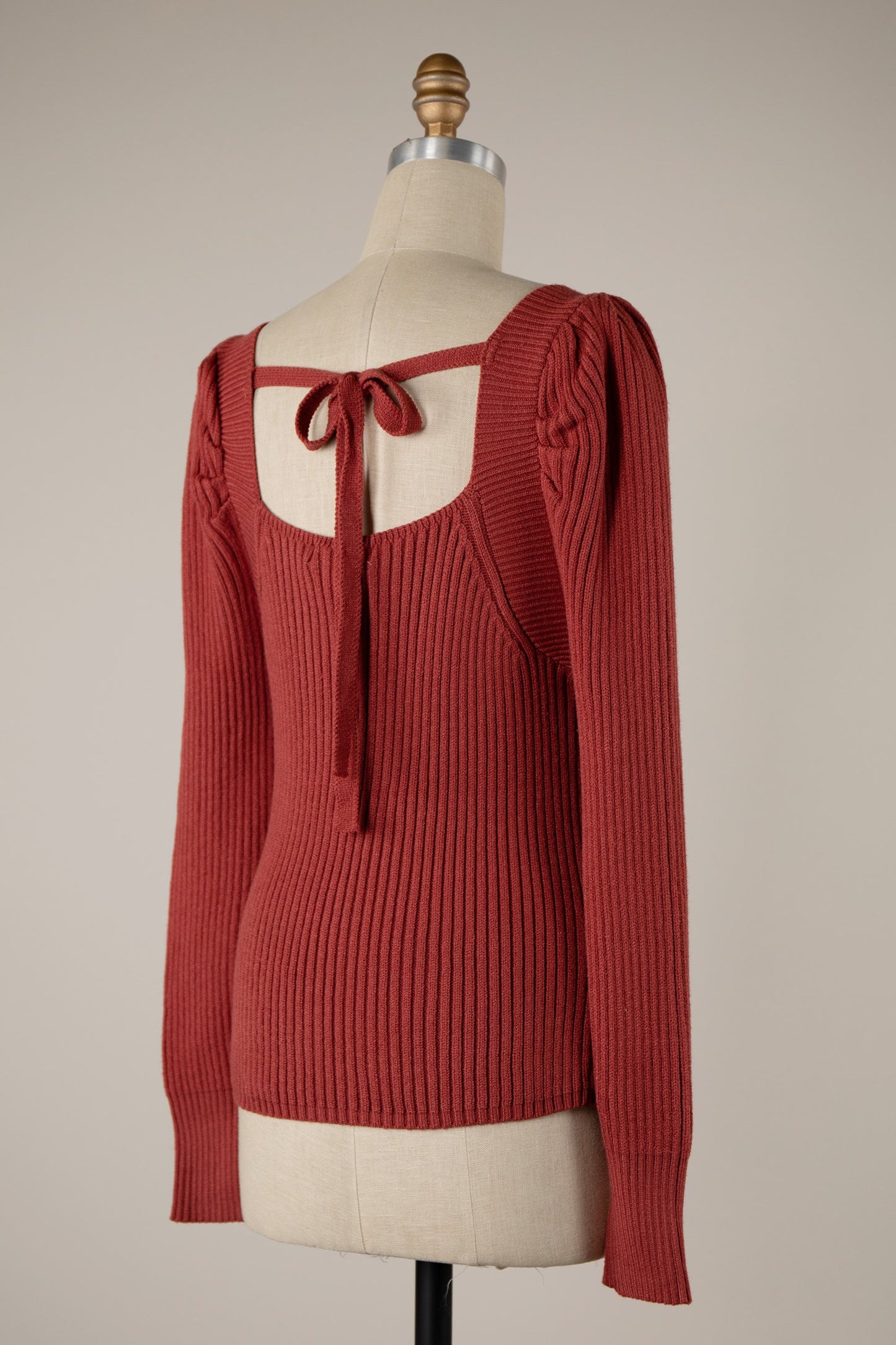 Ribbed Cable Knit Fitted Sweater