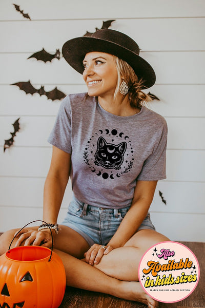 Cat & Moon Phases Tee
