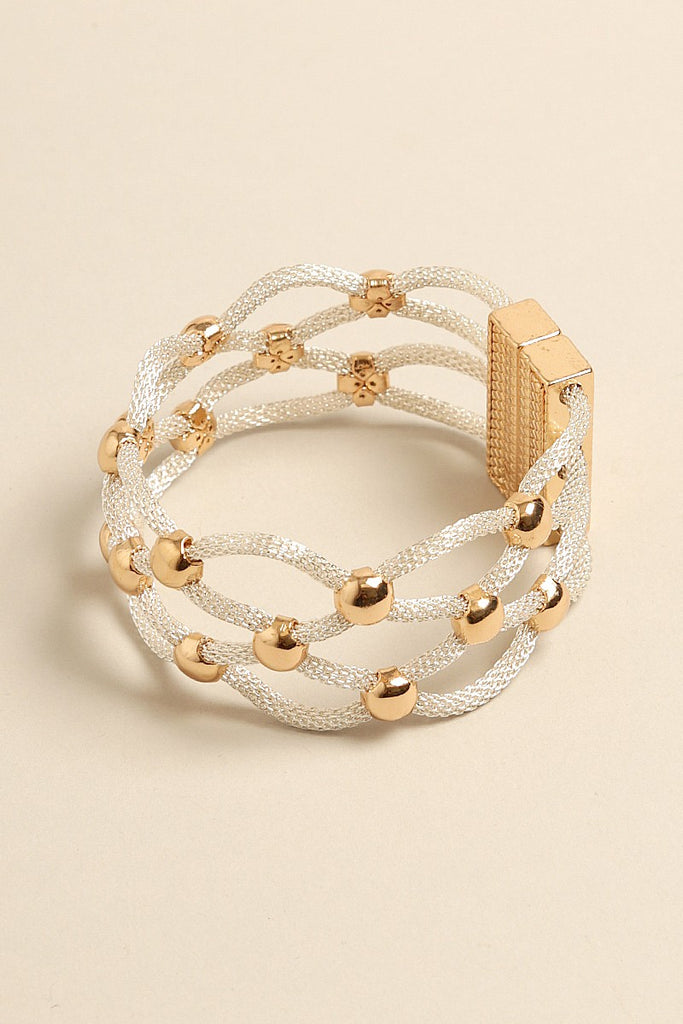 Mesh Fishnet Beaded Magnetic Bracelet