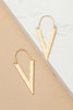 Hammered V-Drop Gold Earrings