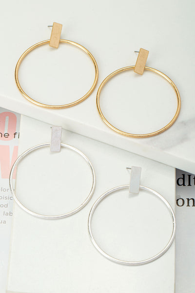 Minimalist Hoop Bar Earrings