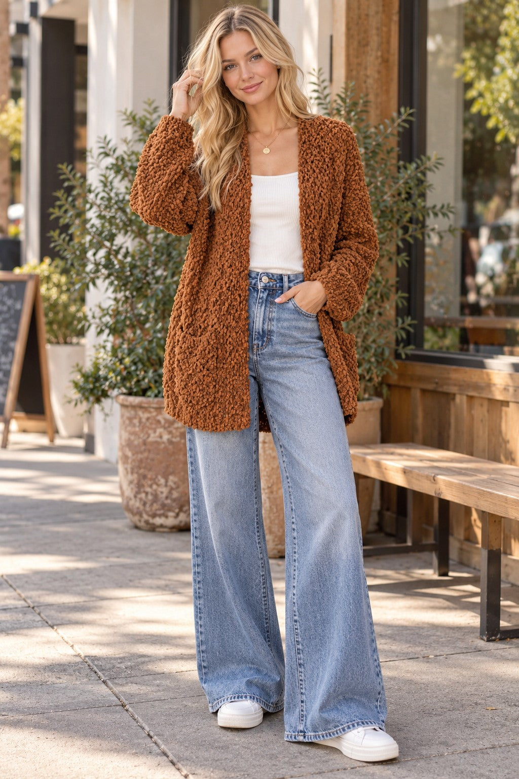 Camel Popcorn Cardigan
