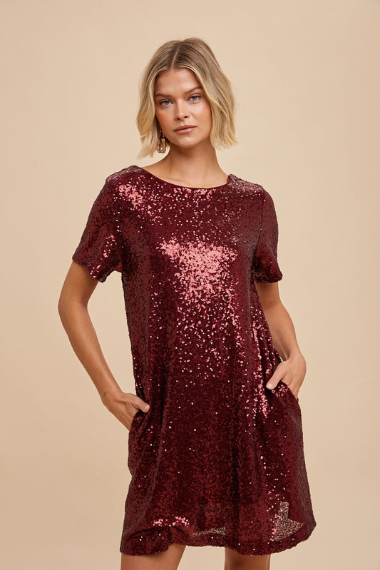 Sequin Mini Shift Dress