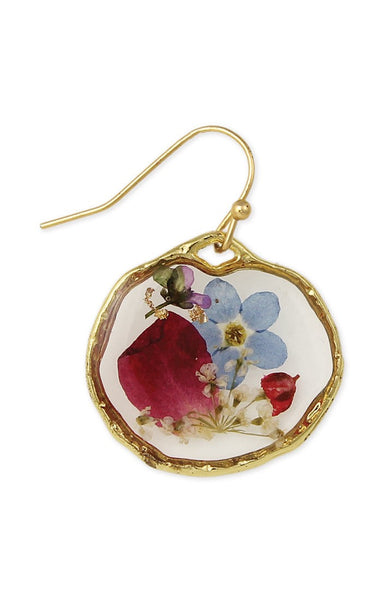 Cottage Floral Blue/Red Dried Flower Earrings
