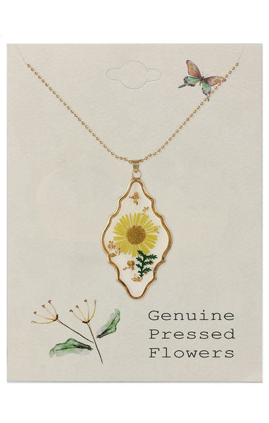 Cottage Floral Yellow Flower Gold Necklace