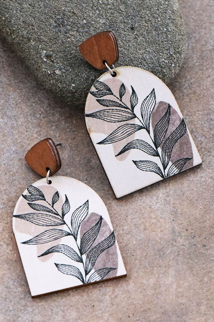 Floral Painted Wooden Earrings