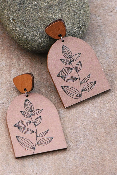 Floral Painted Wooden Earrings