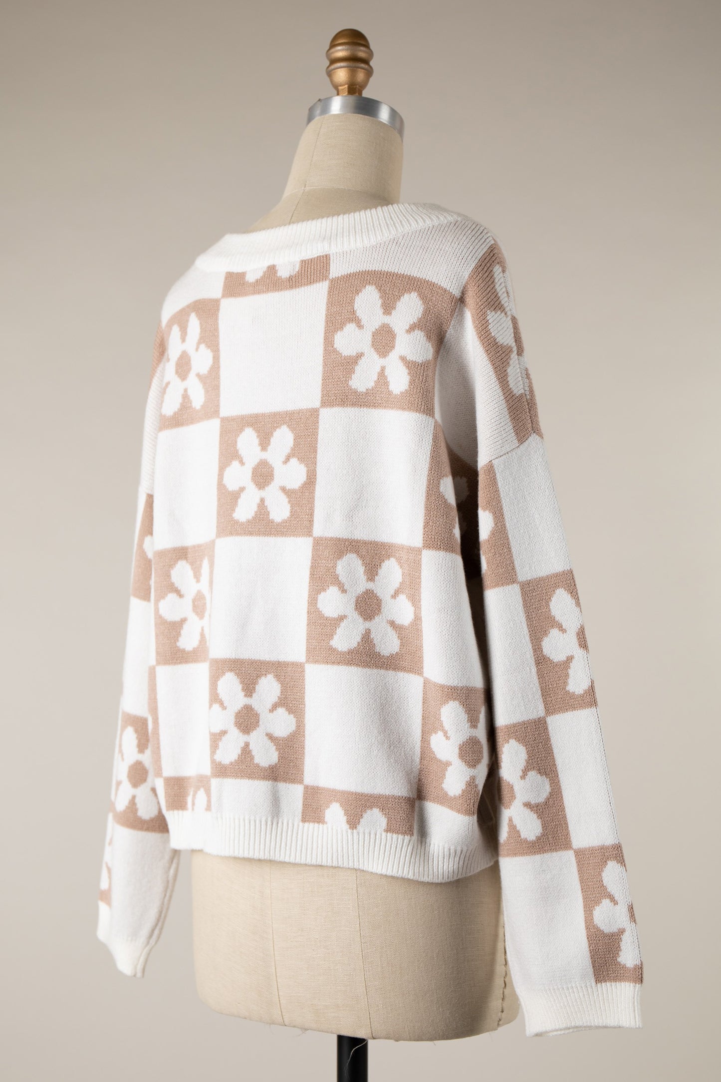 Flower Checker Sweater
