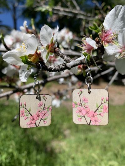 Wooden Cherry Blossom Earrings