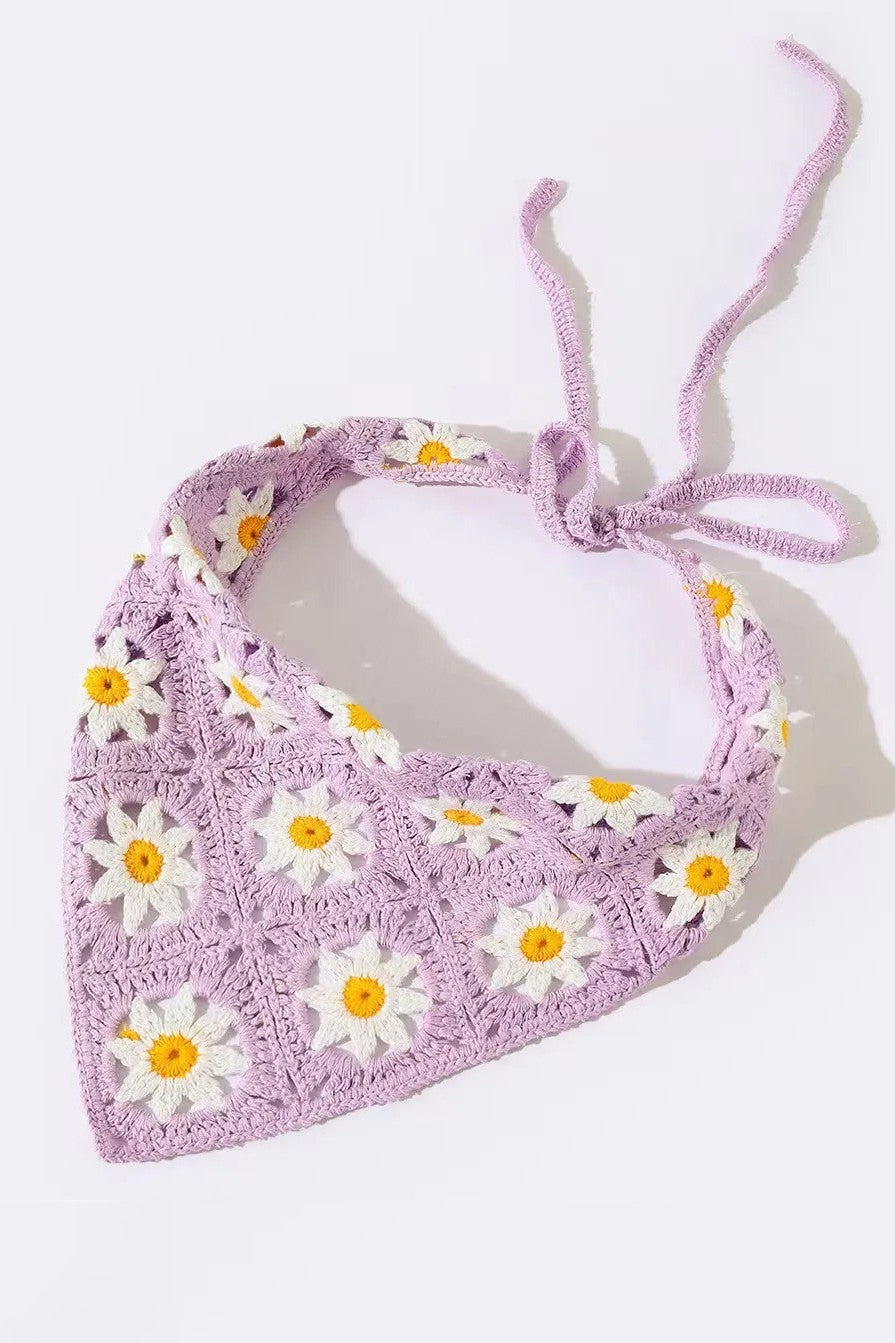 Daisy Knit Crochet Bandana