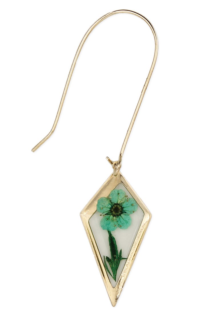 Diamond Drop Dried Flower Earrings