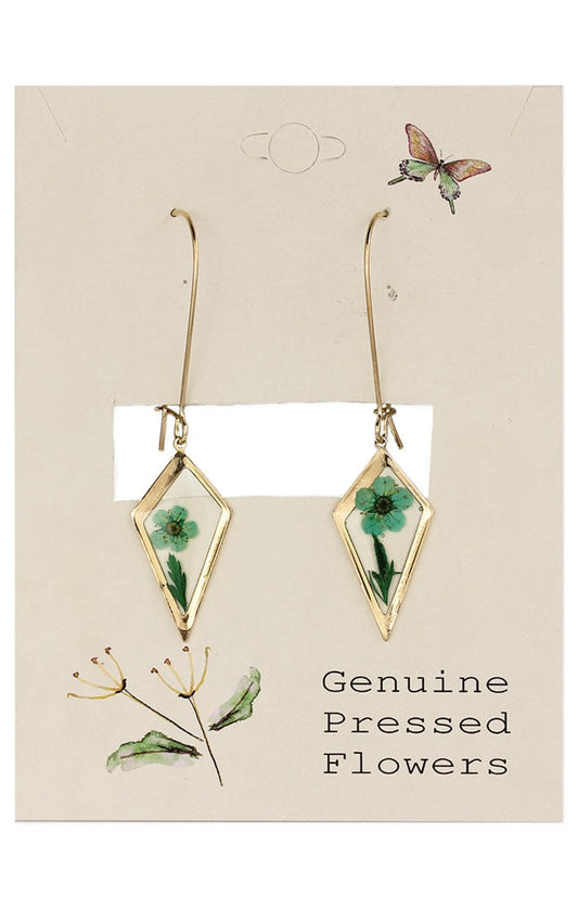 Diamond Drop Dried Flower Earrings