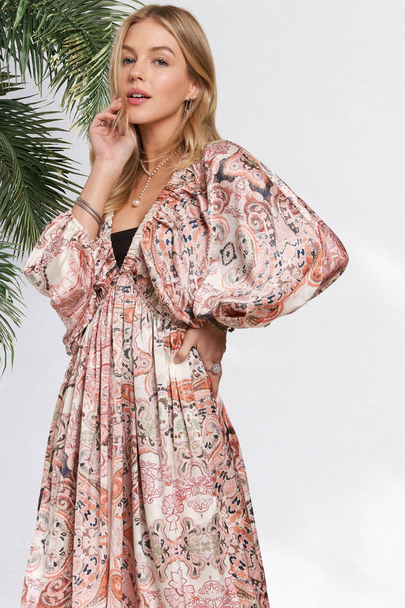 Batwing Boho Paisley Dress