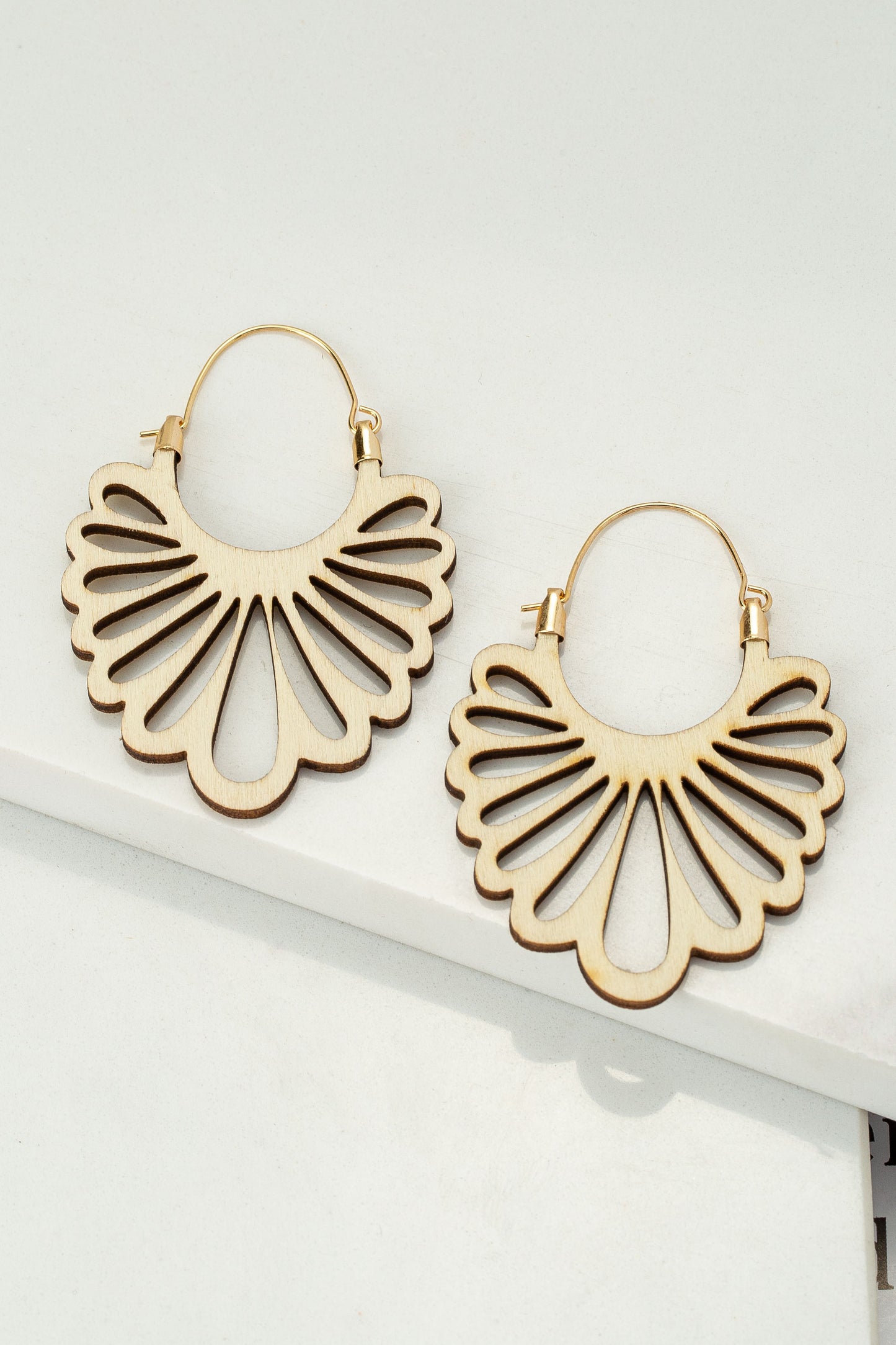 Cutout Wood Drop Earrings