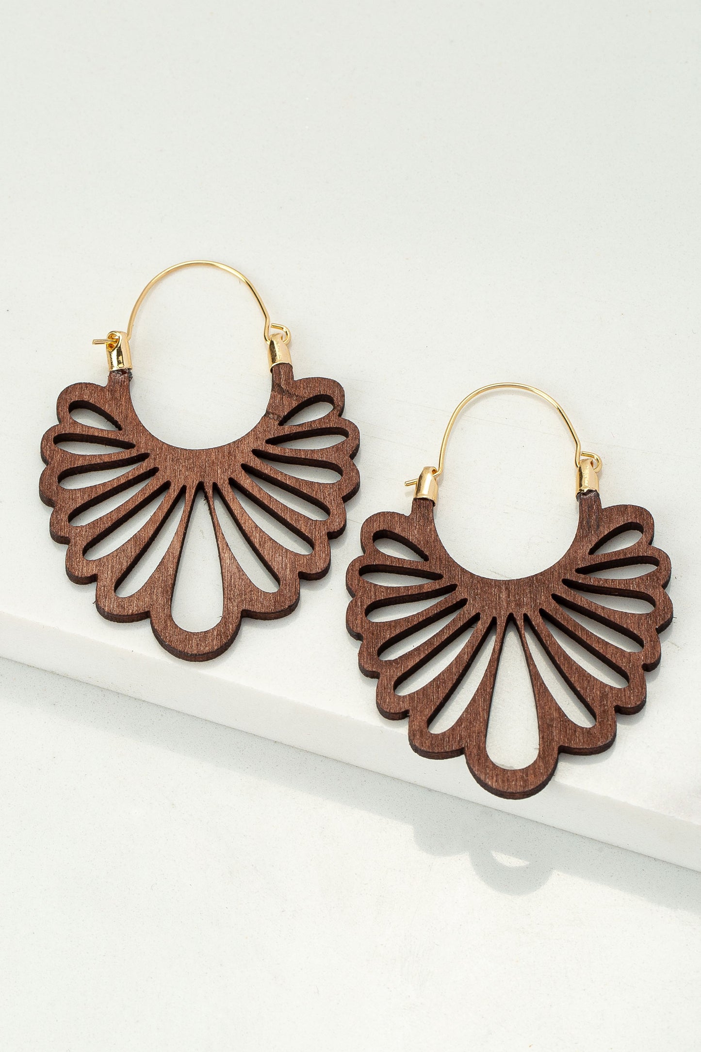 Cutout Wood Drop Earrings