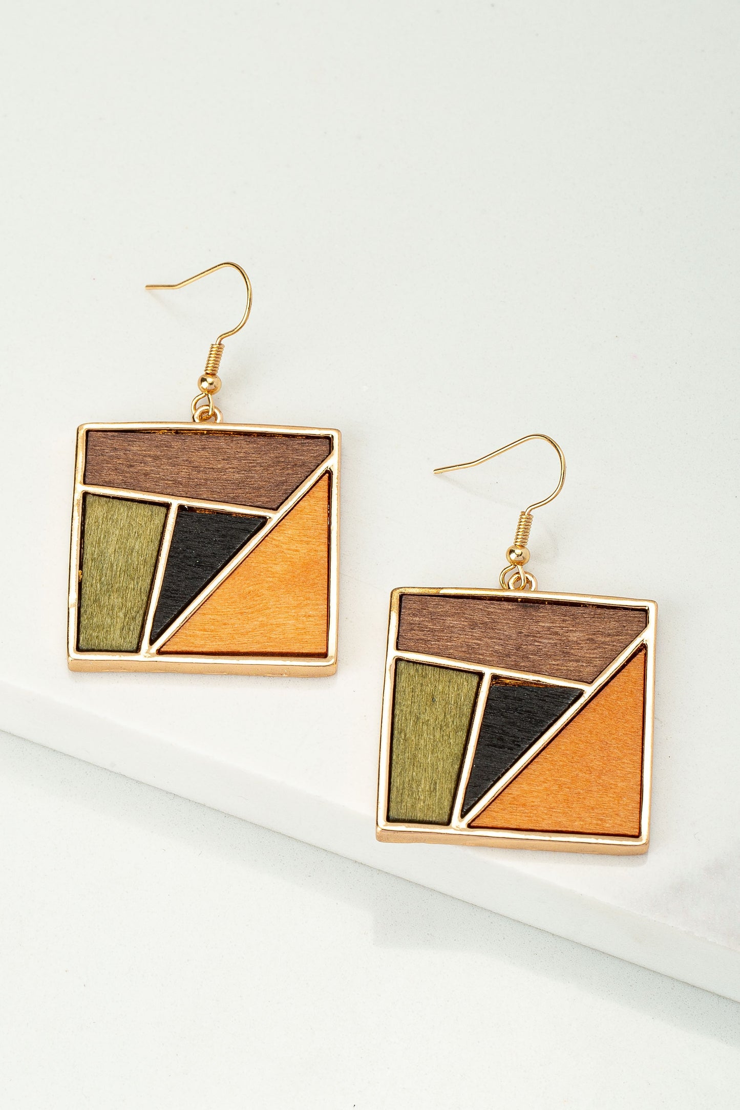 Color Block Wood Earrings