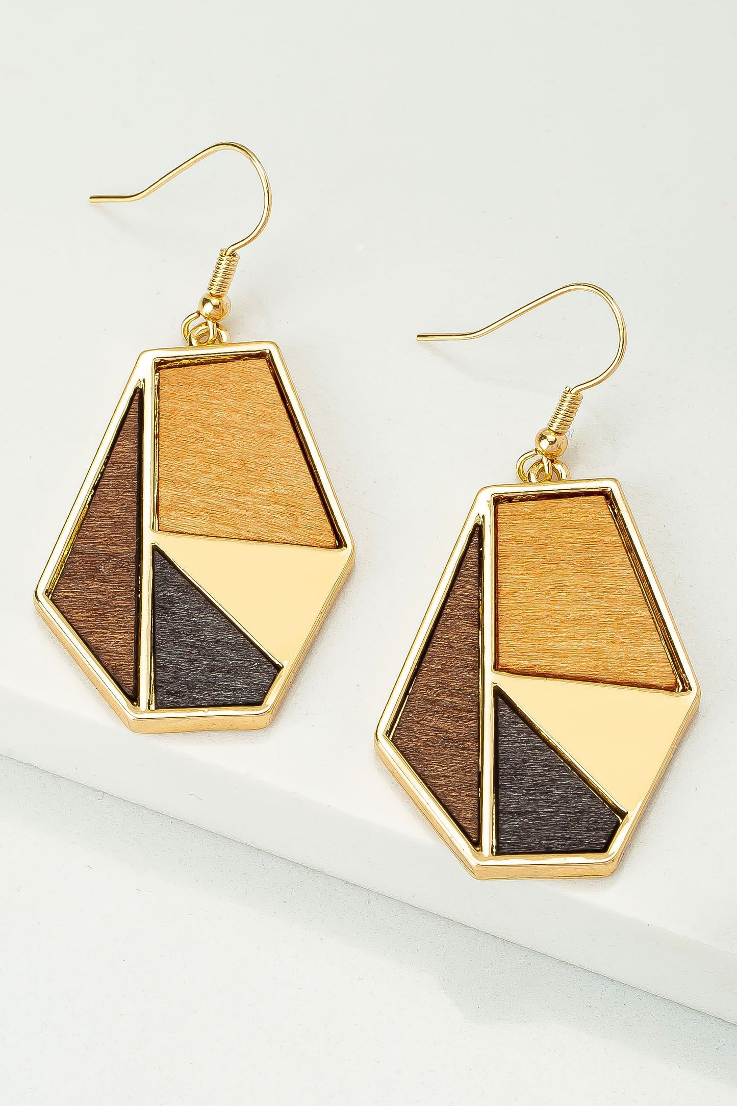 Color Block Wood Earrings