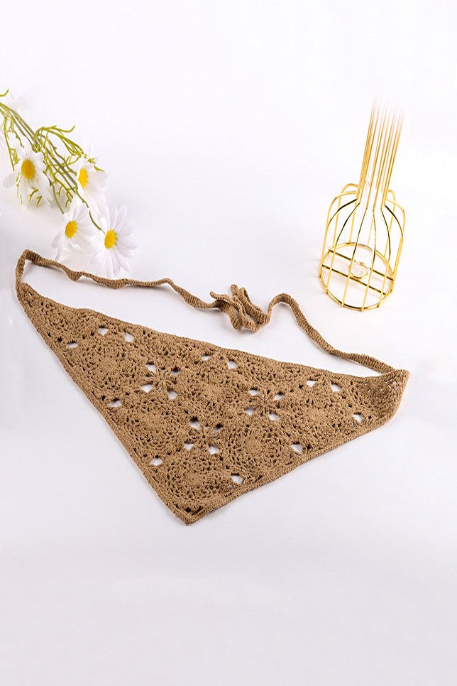 Plain Crochet Flower Knit Bandana