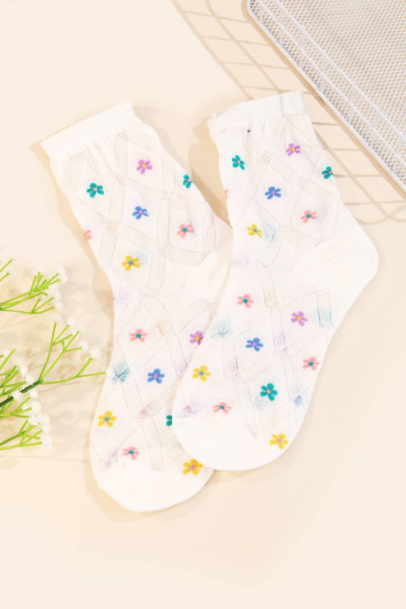 Charming Flower Print Socks
