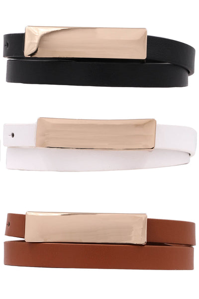 Rectangular Bar Faux Leather Belt