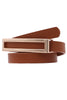 Rectangular Open Bar Faux Leather Skinny Belt