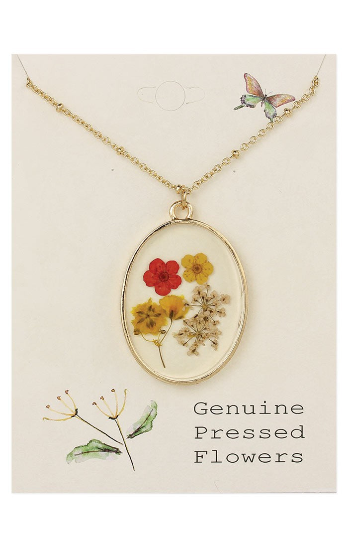 Red Gold Cottage Flower Necklace