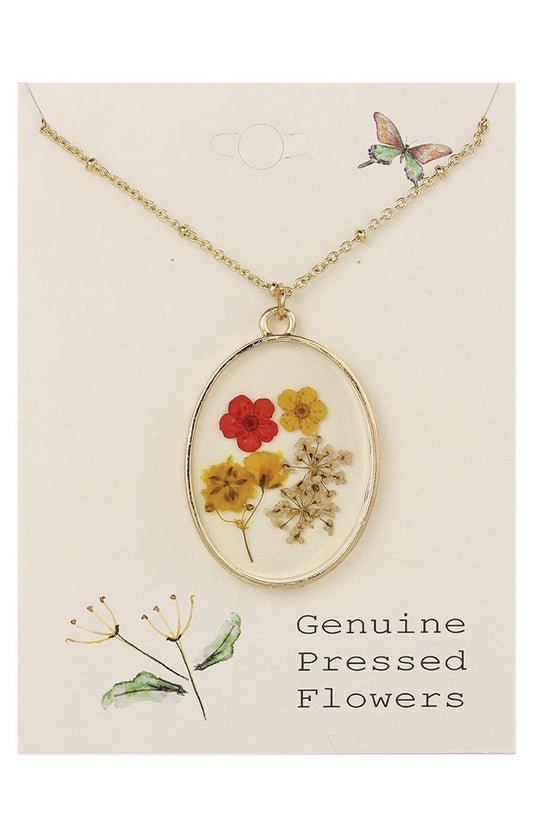 Red Gold Cottage Flower Necklace