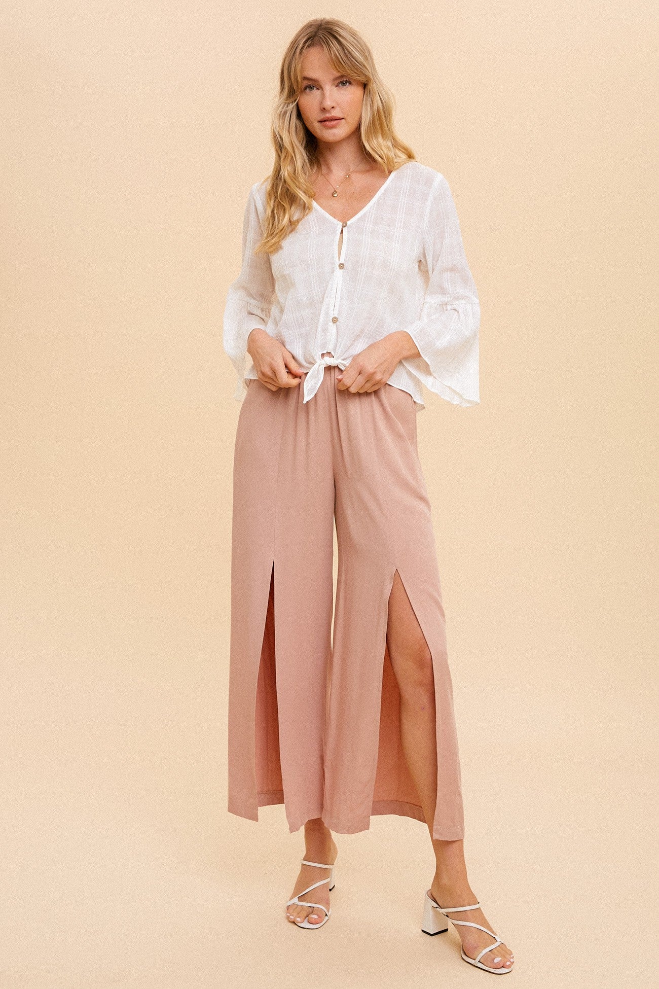 Front Tie Cotton Button Down