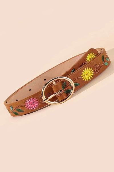 Boho Floral Embroidered Belt