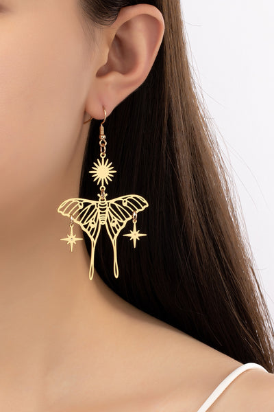 Luna Moth Drop Star Earrings