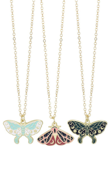 Mystical Moth Enamel Celestial Necklace