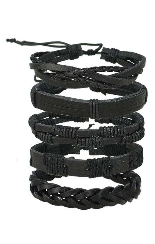 Black Leather Braided Bracelet