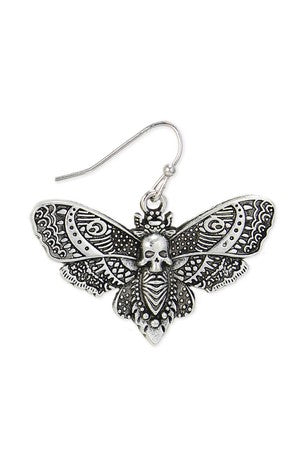 Silver Death Moth Earrings