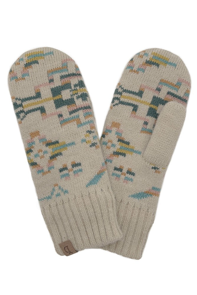 Aztec Mitten w/ Ribbed Cuff