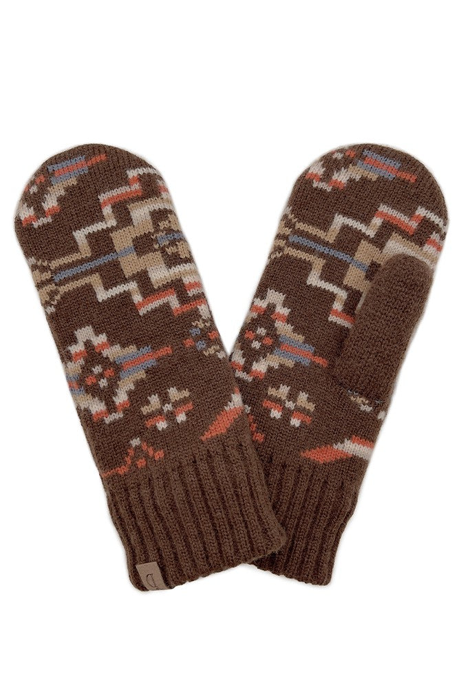 Aztec Mitten w/ Ribbed Cuff