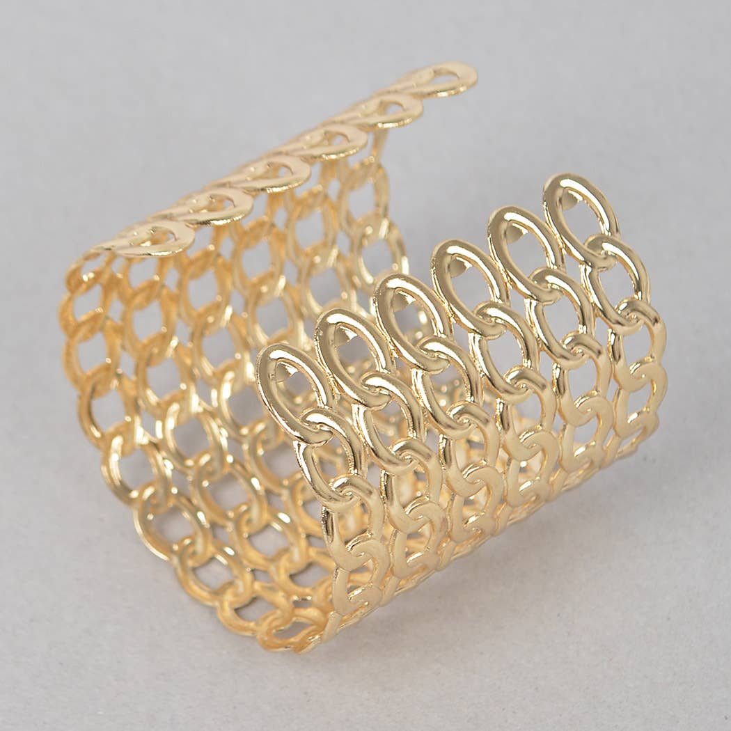 Wide Chain Metal Cuff Bracelet