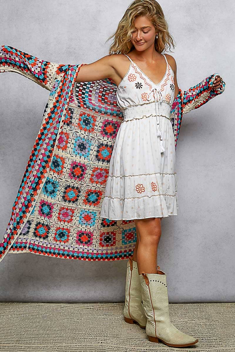 Long Granny Square Cardigan