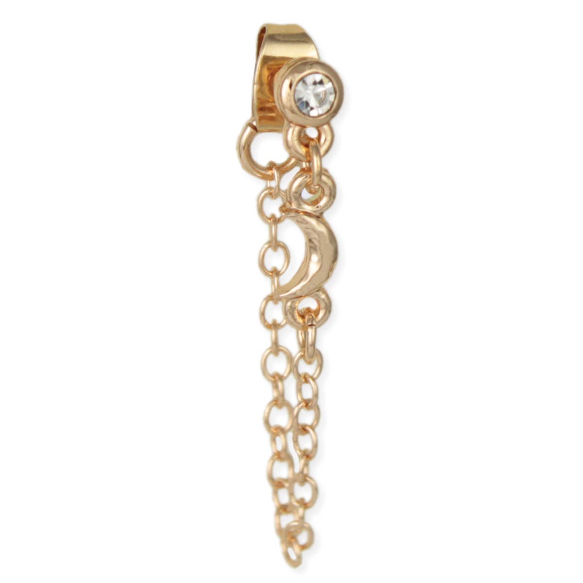 Crescent Moon Chain Post Earring