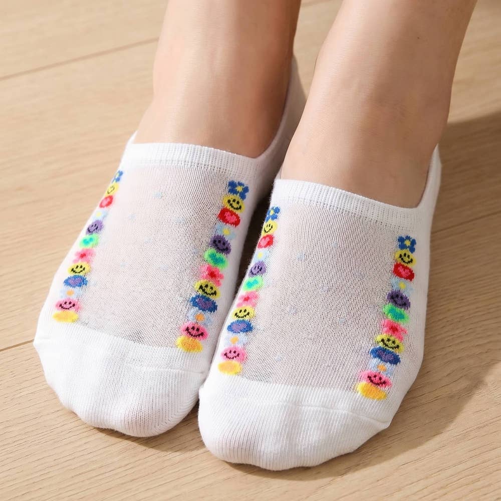 Smiley Face No Show Socks