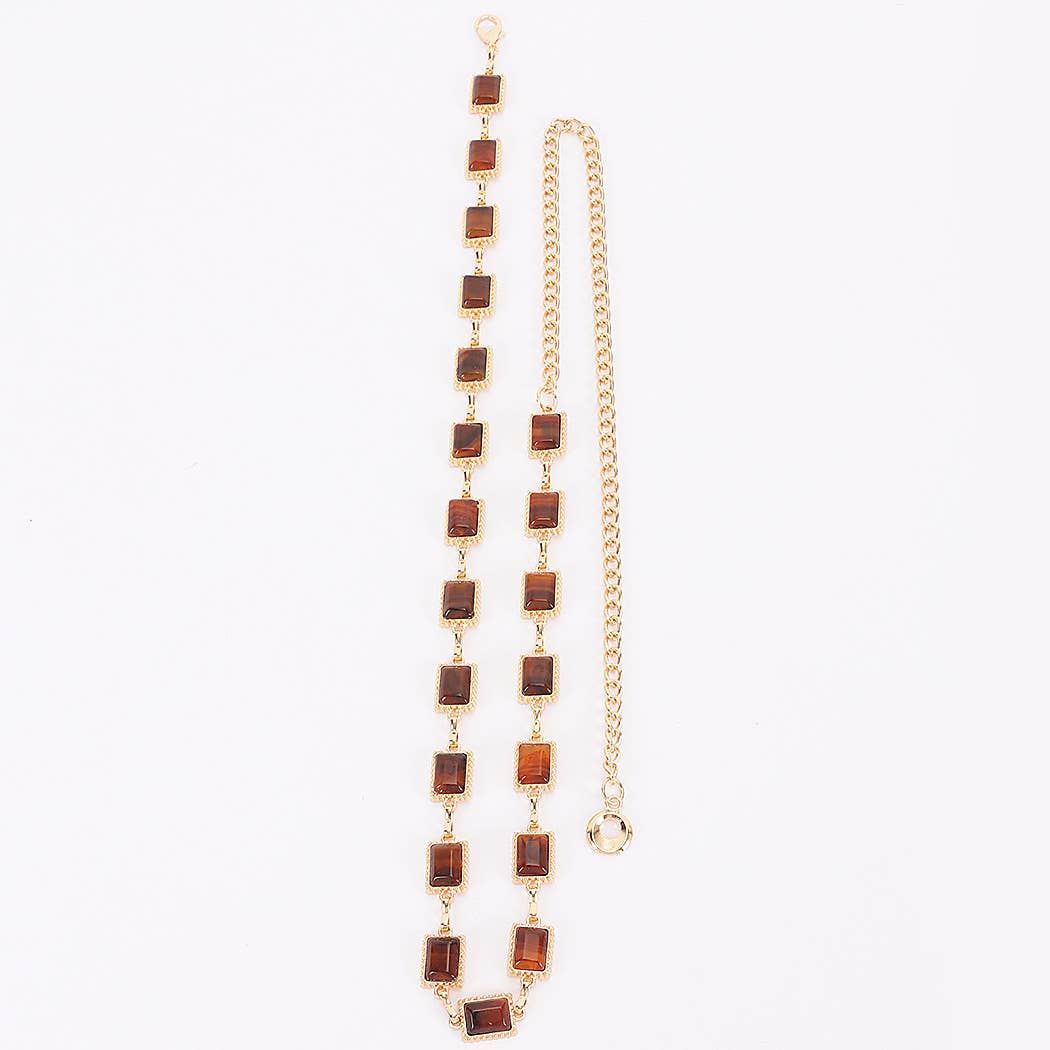 Vintage Stone Metal Chain Belt