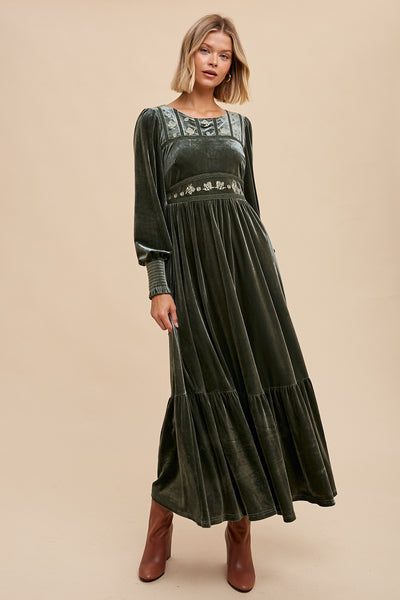 Folklore Embroidered Velvet Dress